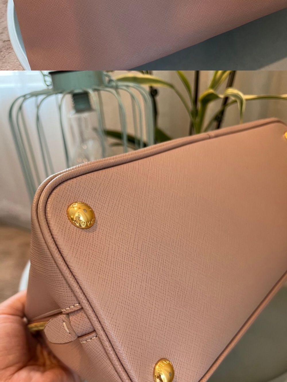 Prada Double-Handle Saffiano Satchel in Blush Pink - Picture 15 of 16